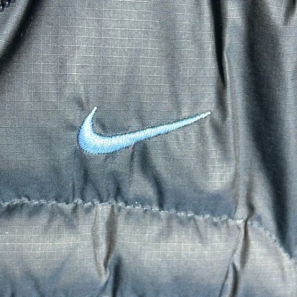 Nike Blue and Gray Puffer Jacket with High Collar - Picture 3 of 5